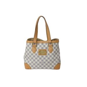 LOUIS VUITTON Hampstead Handbag White Damier Azur White Canvas
